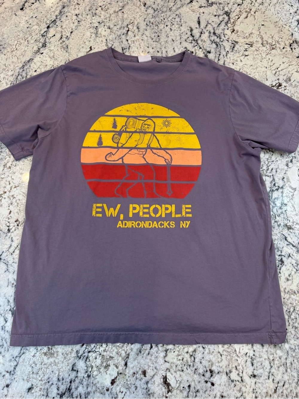 U.S. Vintage “EW, People” Adirondacks NY Graphic Tee 2XL Bigfoot Hiking Shirt - Picture 2 of 7